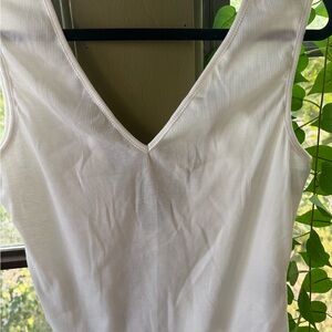White V-Neck Sleeveless Top